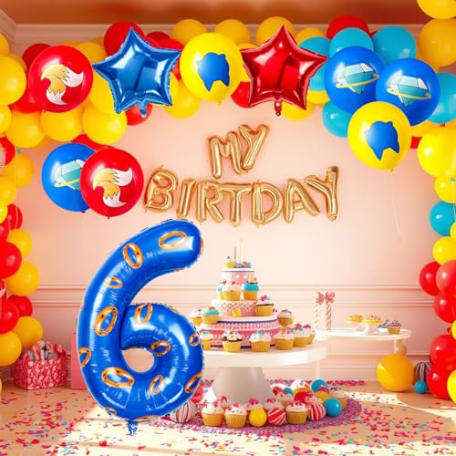 Image of number 40 inch blue and gold ring balloon set birthday number decoration aluminum film balloon suitable for boys and girls blue theme party cartoon party decoration supplies (6)