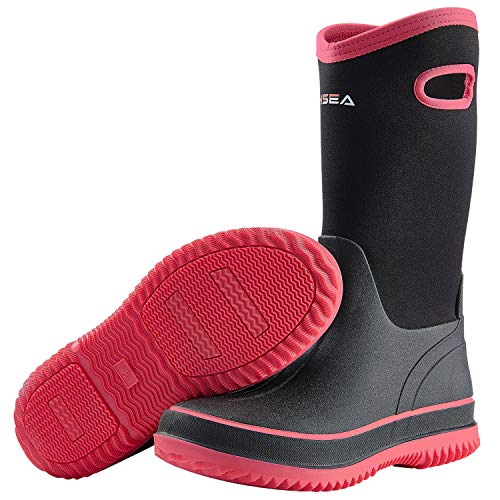 HISEA Womens Rain Boots Black & Pink