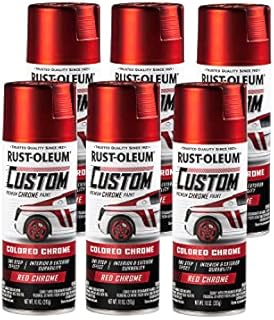 Rust-Oleum 340561-6PK Automotive Custom Chrome Spray Paint, 10 oz, Red, 6 Pack