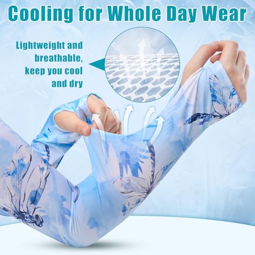 Image of Bebila Gardening Sleeves for Women Farm UV Sun Protection Anti-Scratch Cooling Sleeves with Thumb Hole Arms Cover Outdoors