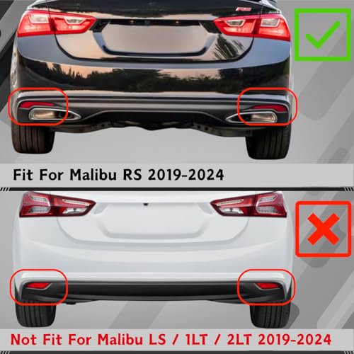 Image of LED Rear Bumper Reflector Lights Compatible with Chevy Malibu RS 2019-2024 Tail Brake Fog Lamp DRL Turn Signal (Red)