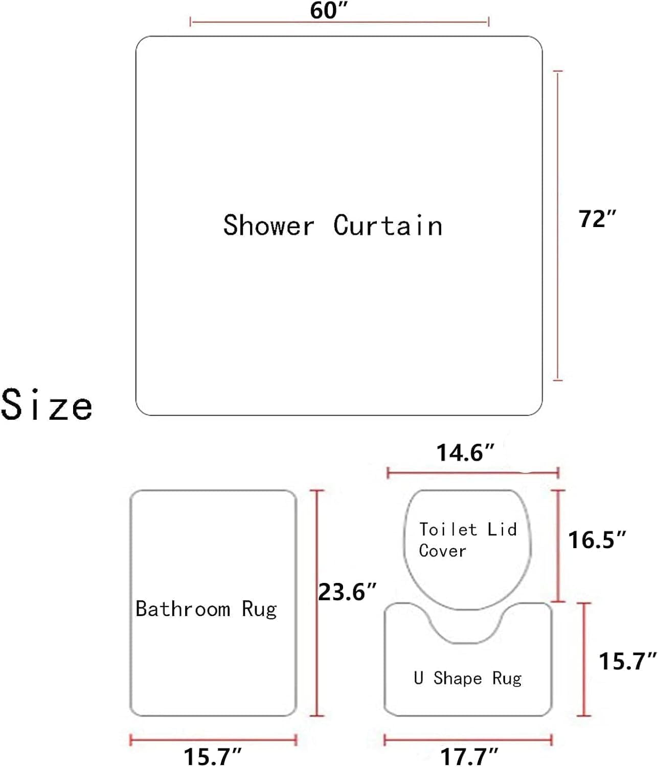 AAtter 4 Piece Black and White Shower Curtain Set Get Naked Grey Silver Ombre Abstract Striped 60Wx72L Curtains Decor with Non-Slip Rugs, Toilet Lid Cover and Bath Mat Bathroom Accessories, Modern