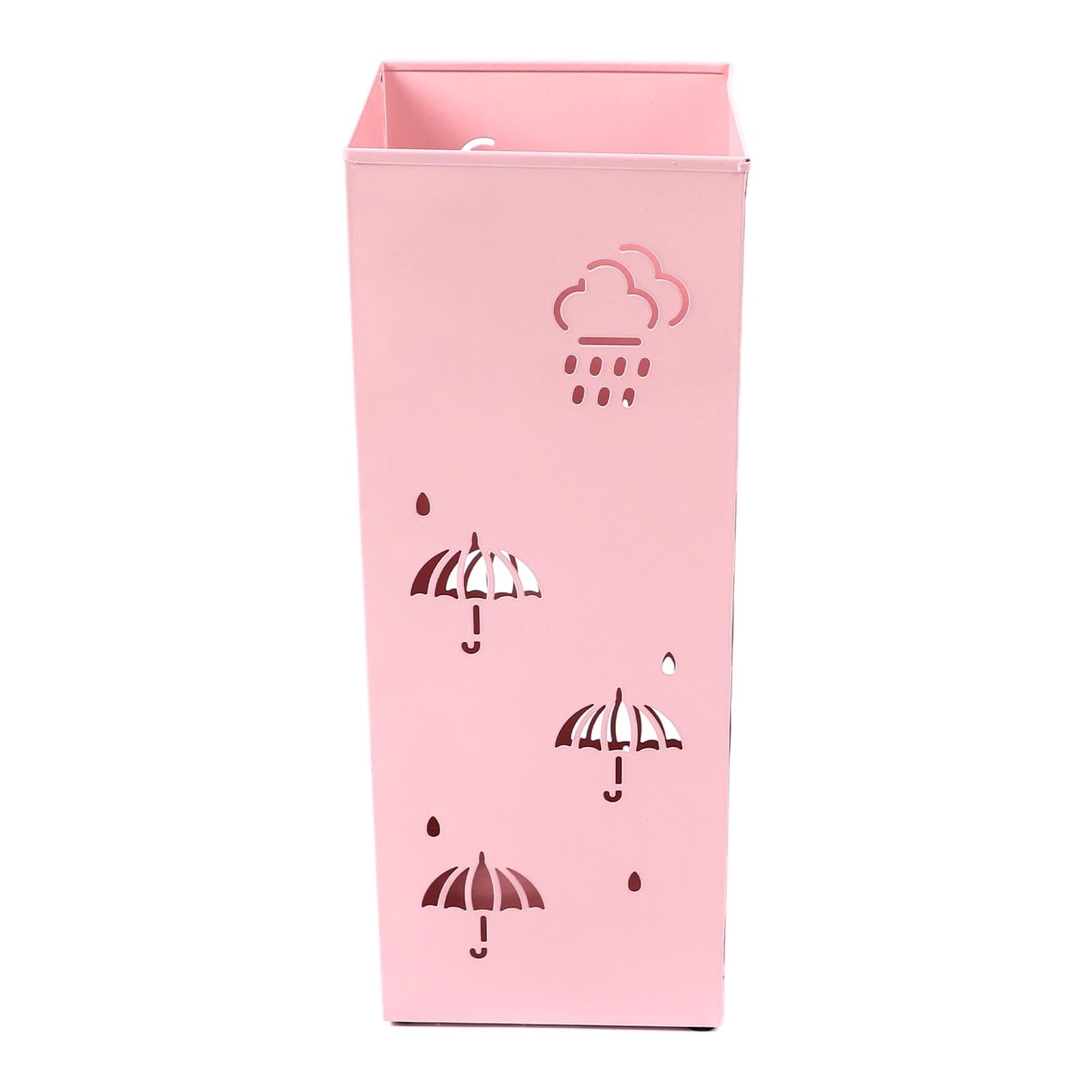 Metal Umbrella Stand, Stylish Hollow Design Rustproof Umbrella Organizer Bin Entryway Office Home (Pink)