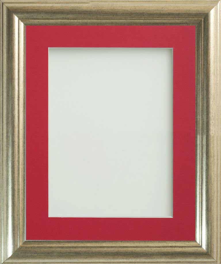 Frame Company Eldridge Silver 10x8 Frame, Red Mount for 6x4 — image 1
