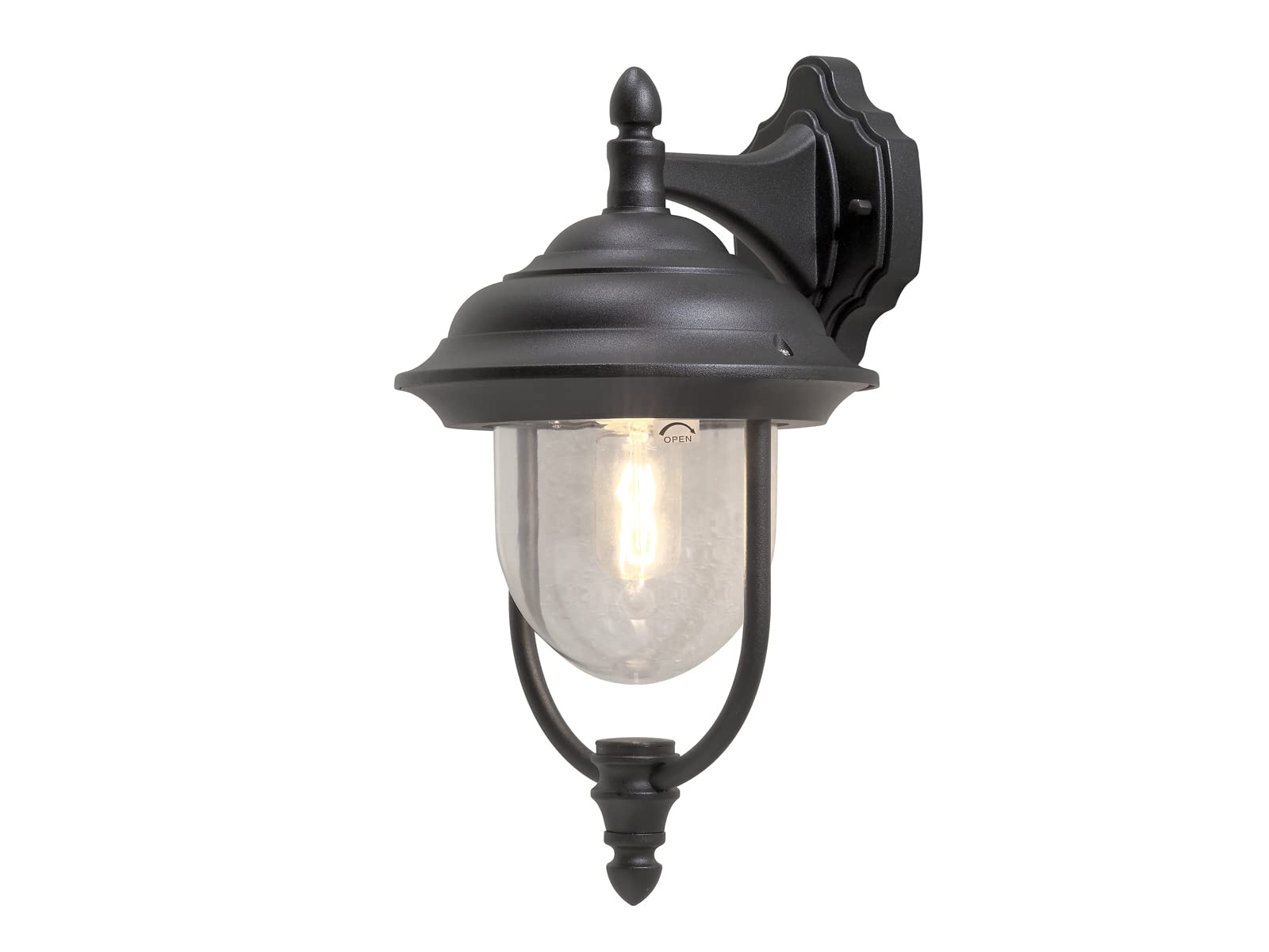 LED Außenwandlaterne hängend im Landhausstil, Höhe 46cm, Schwarz