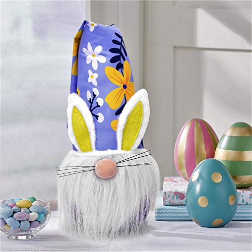 yuboo Easter Bunny Gnomes Decorations, Swedish Handmade Plush Stuffed Gnomes Scandinavian Plush Decor Farmhouse Easter Spring Rabbit Elf Dwarf Tomte Gnomes Easter Gifts Easter Bunny Decor