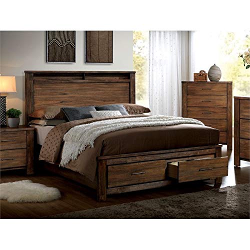 Bowery Hill Queen Platform Panel Storage Bed In Oak #TOP1