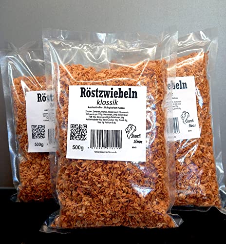 Röstzwiebeln Klassik 500 Gramm vegan vegetarisch aus deutschem Anbau ohne Zuckerzusatz, Konservierungsstoffe oder Hefeextrakte