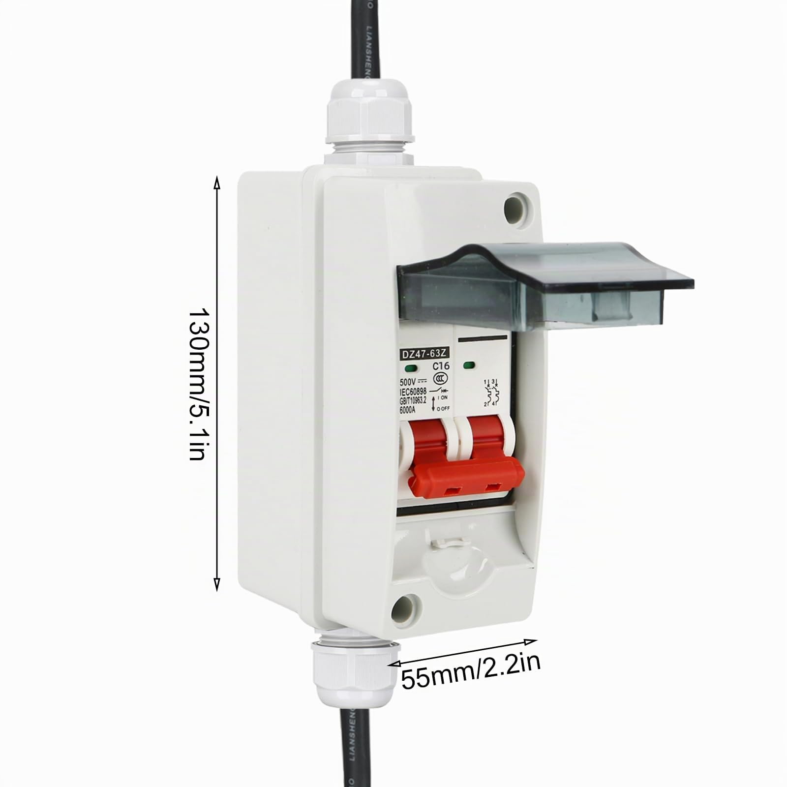 CEE Adapter 32A auf 16A 3P mit Phasenwender, CEE Starkstrom Adapter 32A Stecker auf 16A Kupplung mit Leitungsschutzschalter Verlängertes Kabel (Blau)