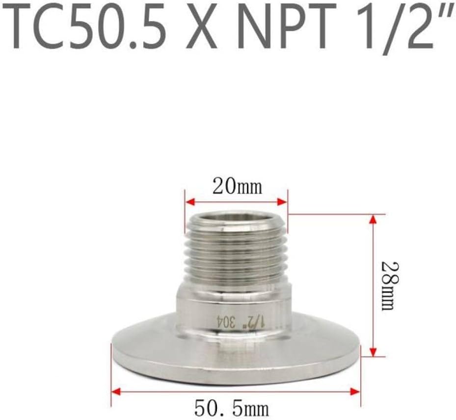 Thread Adapter Fittings 25.4mm, 34mm, 50.5mm, 64mm x 1/4 Plumbing Water Applications - 5(Tc50.5 X Dn15,10 Pac)