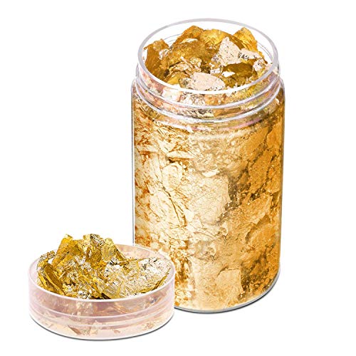 IOSPKKIO® 3 unidades de 30 ml de hoja de oro, se pueden decorar, decoración multifuncional, tartas, bricolaje, cocina, mousse, para reuniones de amigos, pastel de boda, copos de hojas de oro (dorado)