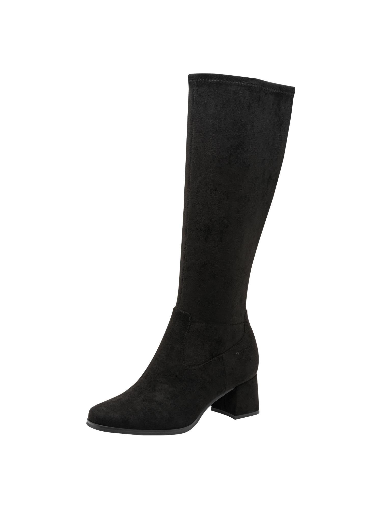 Tamaris Comfort Women’s Boots with Block Heel Square Toe, Black, 4 UK