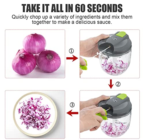 Vegetable Chopper/Manual Food Chopper For Vegetable Fruits Nuts Onions Chopper Hand Pull Mincer Blender Mixer - 900 Ml (Green/Black) #TOP5