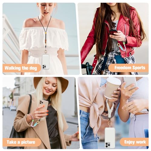 simarro 6Pcs Phone Lanyard Patch Pad with 6 Metal Spring Rings, Universal Phone Tether Tab Phone Strap Connector Multifunctional Mobile Phone Lanyard Patch for Most Cell Phones Cases(Gold) - Thumbnail 7
