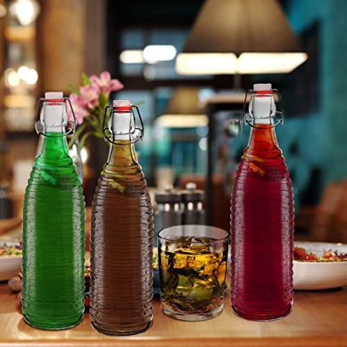 Image of Pure Source India Airtight Glass Water, Juice, Beer, Cold drinks Bottle With Steel Lock(Clear), 1000ml (4PCS)