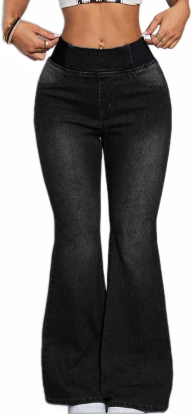 High Waisted Skinny Bell Bottom Jeans for Women Stretch Flare Slim Fit Denim Pants
