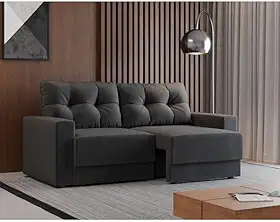 Sofá 3 Lugares Retrátil Lubeck Suede Grafite 140 cm