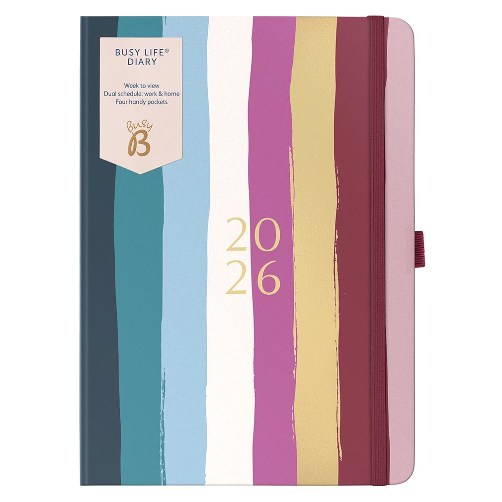 Busy B A5 2026 Diary - Life Weekly Planner Journal – A5, Multi Stripe