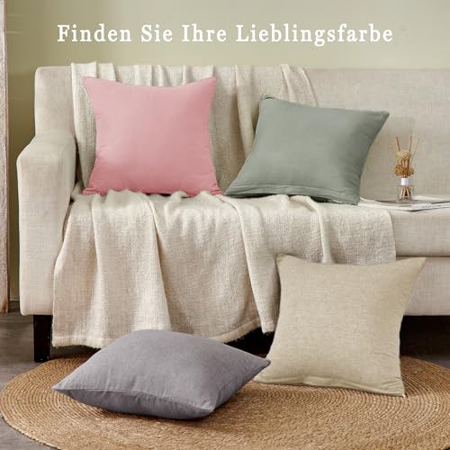 ATsense 2er Set Kissenbezug 80x80 cm - 100% Gewaschene Baumwolle Hypoallergenes Kissenbezüge,Blassgrün Kopfkissenbezug mit Reißverschluss… – Ansicht 5