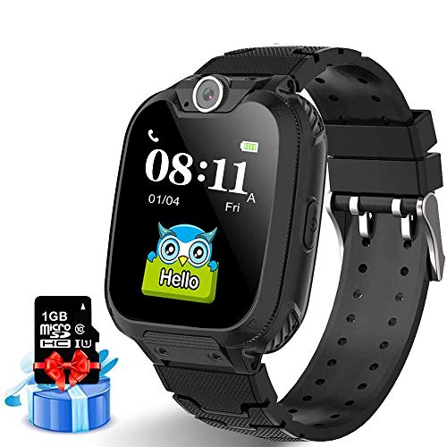 Kids Smart Watches, Colorful Touch Screen Smart Watch for Kids with 7 Puzzle Games Alarm Clock Music Player Camera Two-Way Call SOS Recorder for 3-14 Years Girls Boys Christmas Birthday Gift(Black)