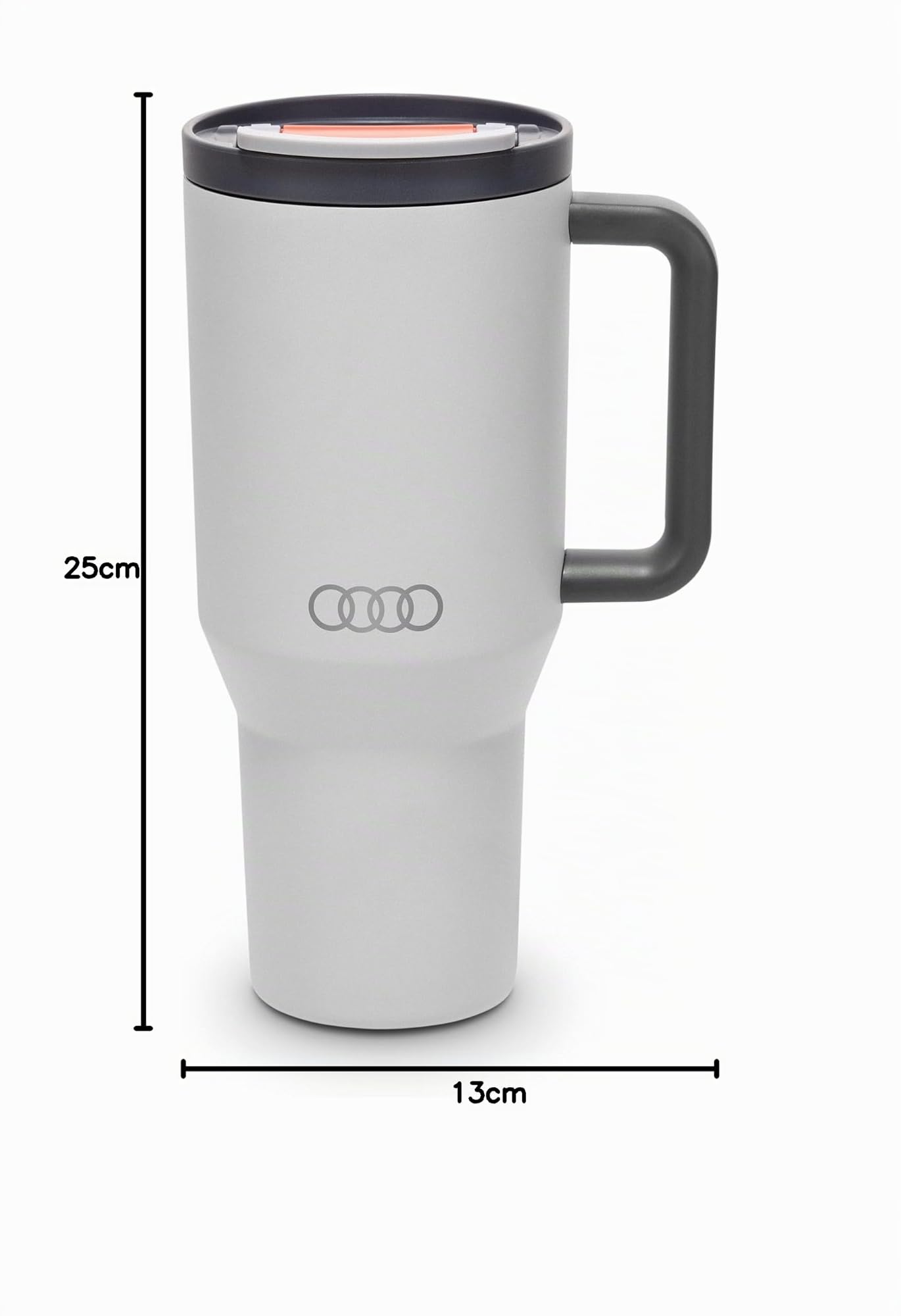Audi - Tazza termica con cannuccia, grigio chiaro