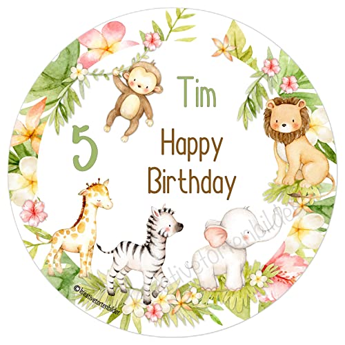 Tortenaufleger Tortenbild Kindergeburtstag Geburtstag Safari Dschungel Tiere Wunschtext essbar Ø 20cm 2159 Cover