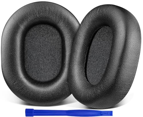 Almohadillas de repuesto de piel de cordero SOULWIT para auriculares Sony WH-1000XM5, almohadillas acolchadas con espuma aislante de ruido, mayor grosor - Negro Brillante miniatura 1