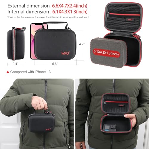 Image of HSU Small Case for GoPro Hero 13 /12 /11 /10 /9 /8 /7 /6 /5 Black, Carrying Case for Action Cameras and GoPro Accessories (Red)