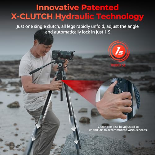 Image of SMALLRIG x Potato Jet TRIBEX SE Hydraulic Aluminum Camera Tripod, with Video Fluid Head, 6kg /13.2lb Load, Max Height 166cm, Professional Video Tripod for Interviews /Wedding /Landscape - 5305