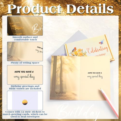Feifeiya SAW-FEIFEIYA-0226 36 Set 4 X 6 Inch Religious Birthday Cards Bulk thumb #2