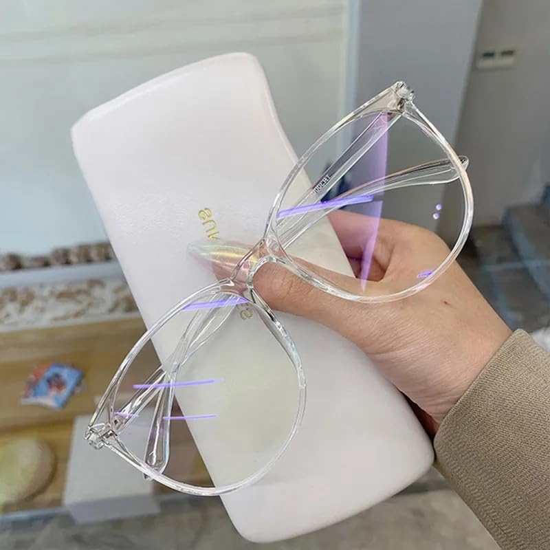Image of Transparent Computer Glasses Frame Women Men Anti Blue Light Round Glasses Blackout Glasses Optical Glasses Lenses