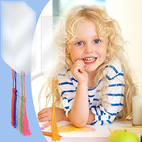 Wpxmer 50 Pack Acrylic Blanks Bookmarks Bulk With 50 Pcs Colorful Bookmark Tassels, Clear Bookmark Kit For Diy Craft Projects And Present Tags, 5.9 X 1.57 Inch #TOP6