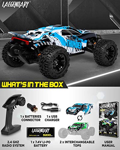 1:10 Scale Brushless Rc Cars 65 Km/H Speed Green/Black And 1:10 Scale Brushless Rc Cars 65 Km/H Speed Blue/Yellow - Kids And Adults Remote Control Car 4X4 Off Road Monster Truck Electric - Waterproof #TOP7