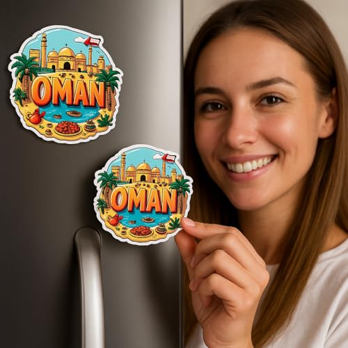 Image of Naxon Oman Country Theme Souvenir Wooden Refrigerator Stylish Fridge Magnet - Fridge Decoration Magnet for Kitchen & Home Decor | Perfect Souvenir Gift | Size 3x3 Inches | Pack of 1