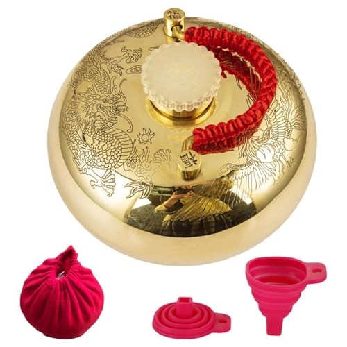 Kupfer-Warmflasche - Handwarmer mit Trichter, Hand-Fuswarmer mit Bezug, Hand-Taillenwarmer, Handwarmer, Warmwasser-Bettwarmer fu