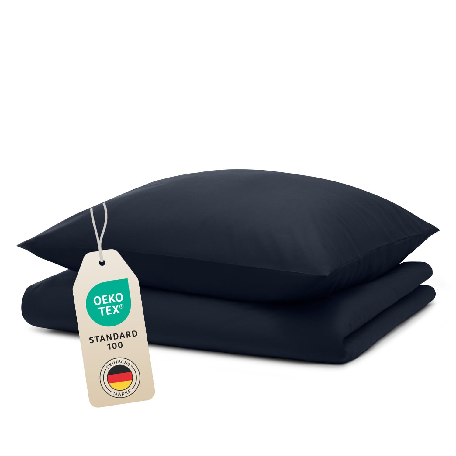 Blumtal Bettwäsche 140x200cm + 40x80cm Kopfkissenbezug - Oeko-TEX zert. Mikrofaser Bettwäsche Set - Mikrofaser Bettbezug bis 95 °C - Deckenbezug + Kissenbezug 2-teilig - Duvet Cover Dark Ocean Blau