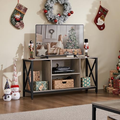 Yaheetech TV Stand for 50 Inch TV, Industrial TV Cabinet with X-Shape Structures & Open Shelves, Media Entertainment Center for Living Room & Bedroom - Image 3