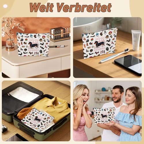 Kosmetiktasche für Mädchen Dackel Schminktasche Makeup Tasche mit Reißverschluss für Freundin Dackel Geschenke Für Tierliebhaber Tragbar Kulturtasche Damen für Reise Alltagsleben