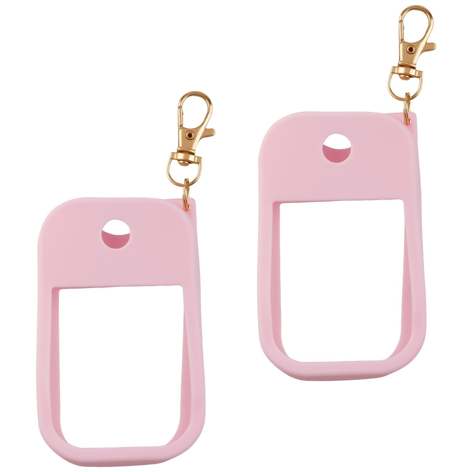 Wellrun Pink 2Pcs Silicone Hand Sanitizer Spray Case With Keychain,Soft Portable Protective Holder,Travel Gel Cover,Lightweight Carrying Accessory,