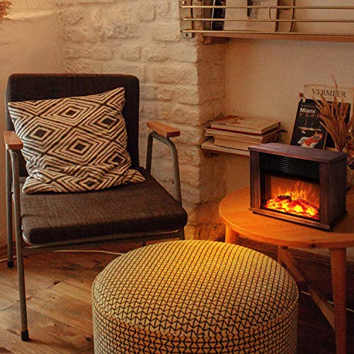 Donyer Power Mini Electric Fireplace 1500W Protable Fireplace Heater, Wood Fram #TOP4