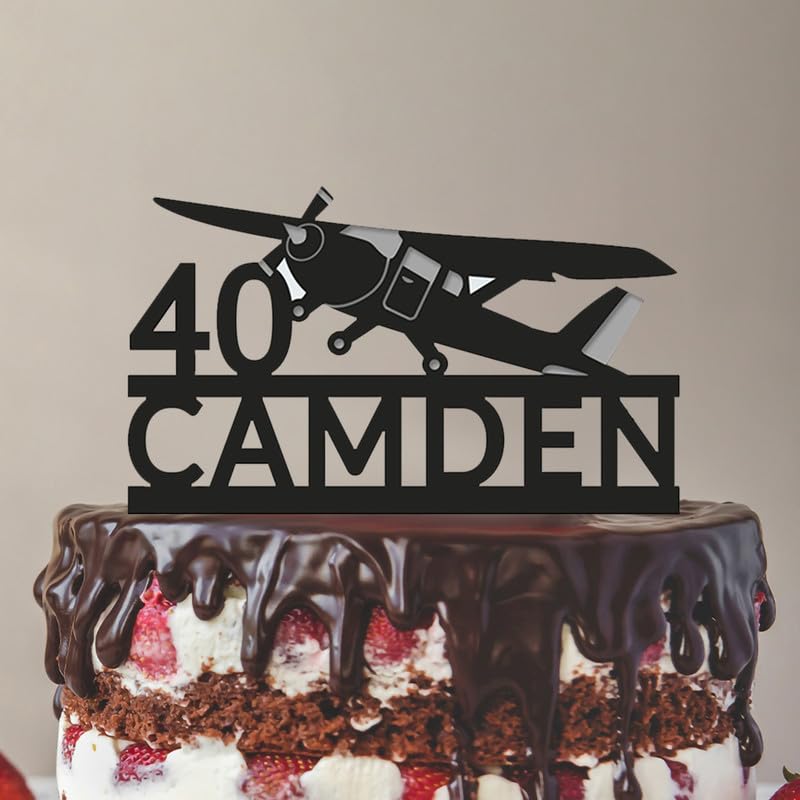 Airplane Cake Topper Airplane Birthday Plane Custom Theme, 6-7.8 Inch Acrylic or Wood Material Option Birthday Silhouette