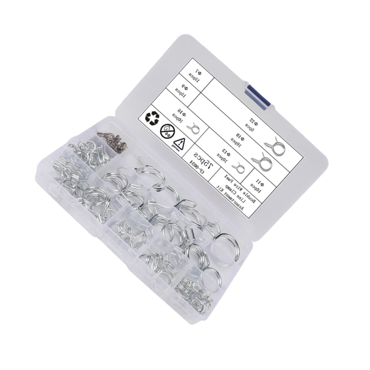 LIFKOME Stainless Steel Carbon Steel Hose Clamps 6.7-23mm Pipe Fastener Clip Set