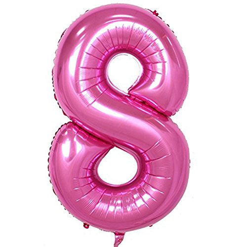 Tellpet Pink Number 8 Balloon, 8th Birthday Party Decorations Supplies for Girls Bithday Wall Backdrop Sign, 40 Inch