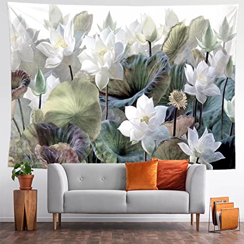 Tyanc Lotus Flower Tapestry, Abstract Watercolor Floral Tapestry, Living Room Bedroom Wall Hanging For Home Decoration thumb #2