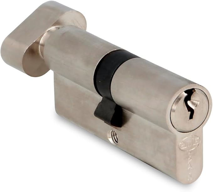Amig - Cilindro de seguridad con muletilla - Cerradura para puertas - Bombín de Alta Seguridad - Incluye 3 llaves - Leva Larga - Plateado - Medidas: 70 (35-35 mm)