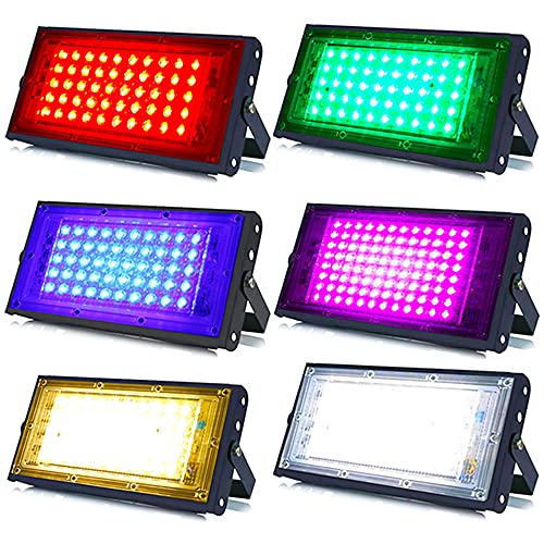 Image of MLD BL2461 20w Led Flood Lights IP66 Waterproof Indoor Outdoor Led Brick Focus Street Light Multi Color Combo Set | Red, Green, Blue, Pink, Yellow, White| Pack of 6