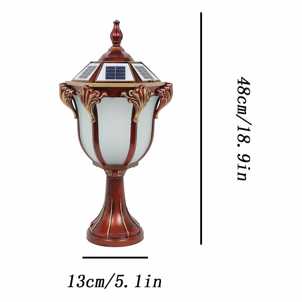 Solar-Pfostenleuchten, Aluminium-Druckguss, wasserdicht, Retro-Stil, europäischer Stil für Garten, Terrasse, Rasen, Veranda, Nassstandort