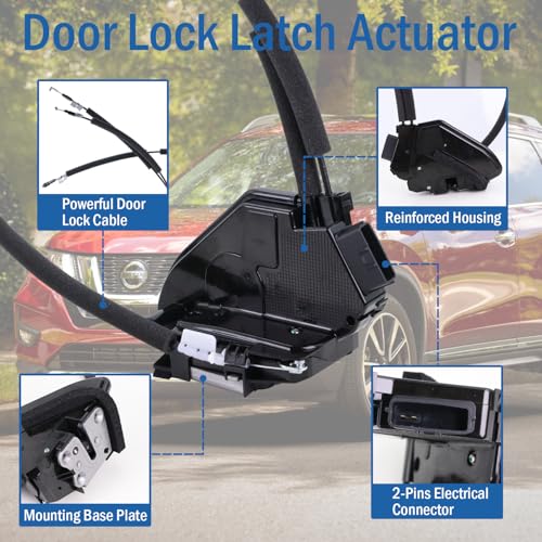 Image of Front Right Passenger Side Door Lock Actuator 80500-4BA0A Compatible with Nissan Rogue Sport Utility 2014 2015 2016 2017 2018 2019, Door Latch Replaces 80500-4BA0B