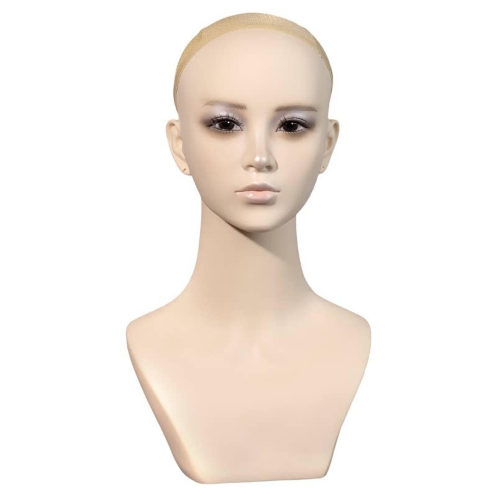 Hairpiece Display Head Photo Prop Realistic Mannequin Head True Skin Skin Shade Size Bust for Jewelry Sellers, Salon Owners-image-41