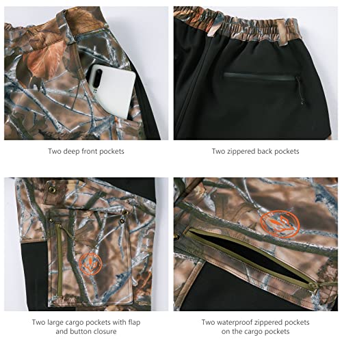 Bassdash Splice Insulated Hunting Softshell Pants Water Resistant Camo Fishing Tactical Reinforced Windproof Fleeced Pant #TOP4